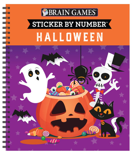 Brain Games - Sticker by Number: Halloween: Volume 1 -- Publications International Ltd, Spiral