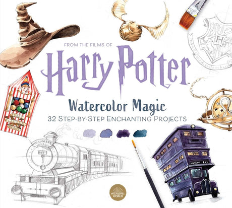 Harry Potter Watercolor Magic: 32 Step-By-Step Enchanting Projects (Harry Potter Crafts, Gifts for Harry Potter Fans) -- Tugce Audoire, Paperback