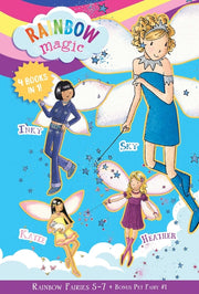 Rainbow Fairies: Books 5-7 with Special Pet Fairies Book 1: Sky the Blue Fairy, Inky the Indigo Fairy, Heather the Violet Fairy, Katie the Kitten Fair by Meadows, Daisy
