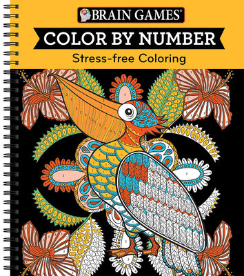 Brain Games - Color by Number: Stress-Free Coloring (Orange) -- Publications International Ltd, Spiral