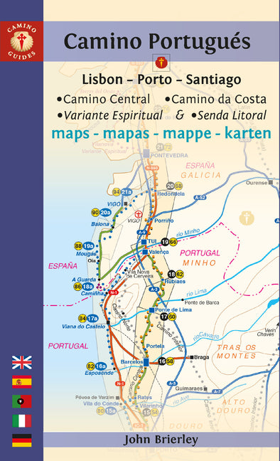 Camino Portugués Maps: Lisbon - Porto - Santiago / Camino Central, Camino de la Costa, Variente Espiritual & Senda Litoral -- John Brierley, Paperback