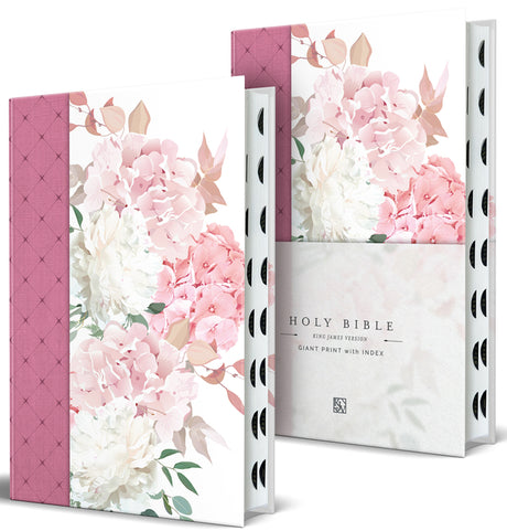 KJV Holy Bible, Giant Print Large Format, Hardcover Pink Floral Design with Cloth with Ribbon Marker, Red Letter, and Thumb Index -- King James Version, Bible