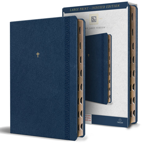 KJV Holy Bible, Large Print Handy Size Format, Blue Premium Imitation Leather with Ribbon Marker, Red Letter, Thumb Index -- King James Version, Bible