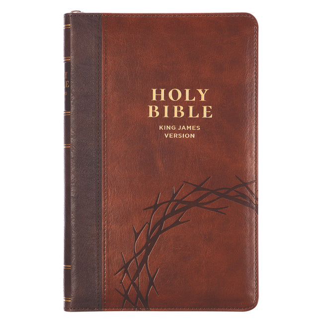 KJV Bible Deluxe Gift W/Zipper Faux Leather Amazing Grace, Brown Two-Tone Isa. 53:5 by Christian Art Gifts