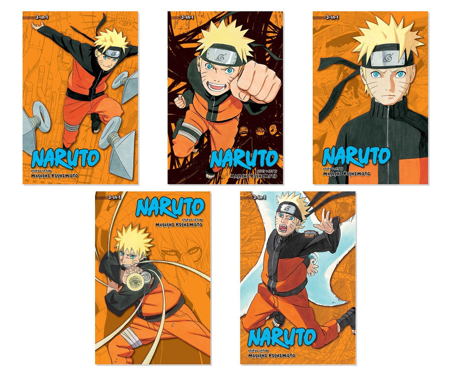 Naruto 3-in-1 Edition Later Volumes 5-Book Collection, Paperback