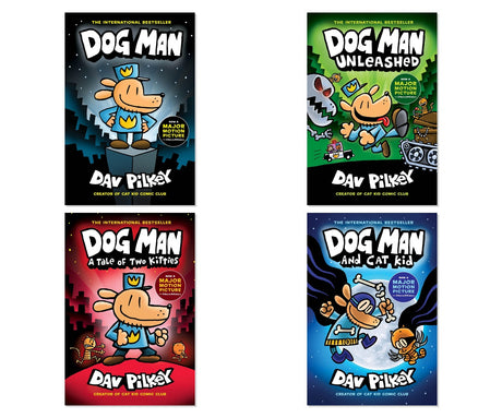 Dog Man Origin Stories 4-Book Graphic Novel Collection by Dav Pilkey, Hardcover